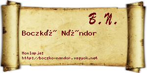 Boczkó Nándor névjegykártya