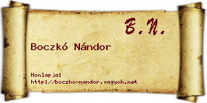 Boczkó Nándor névjegykártya